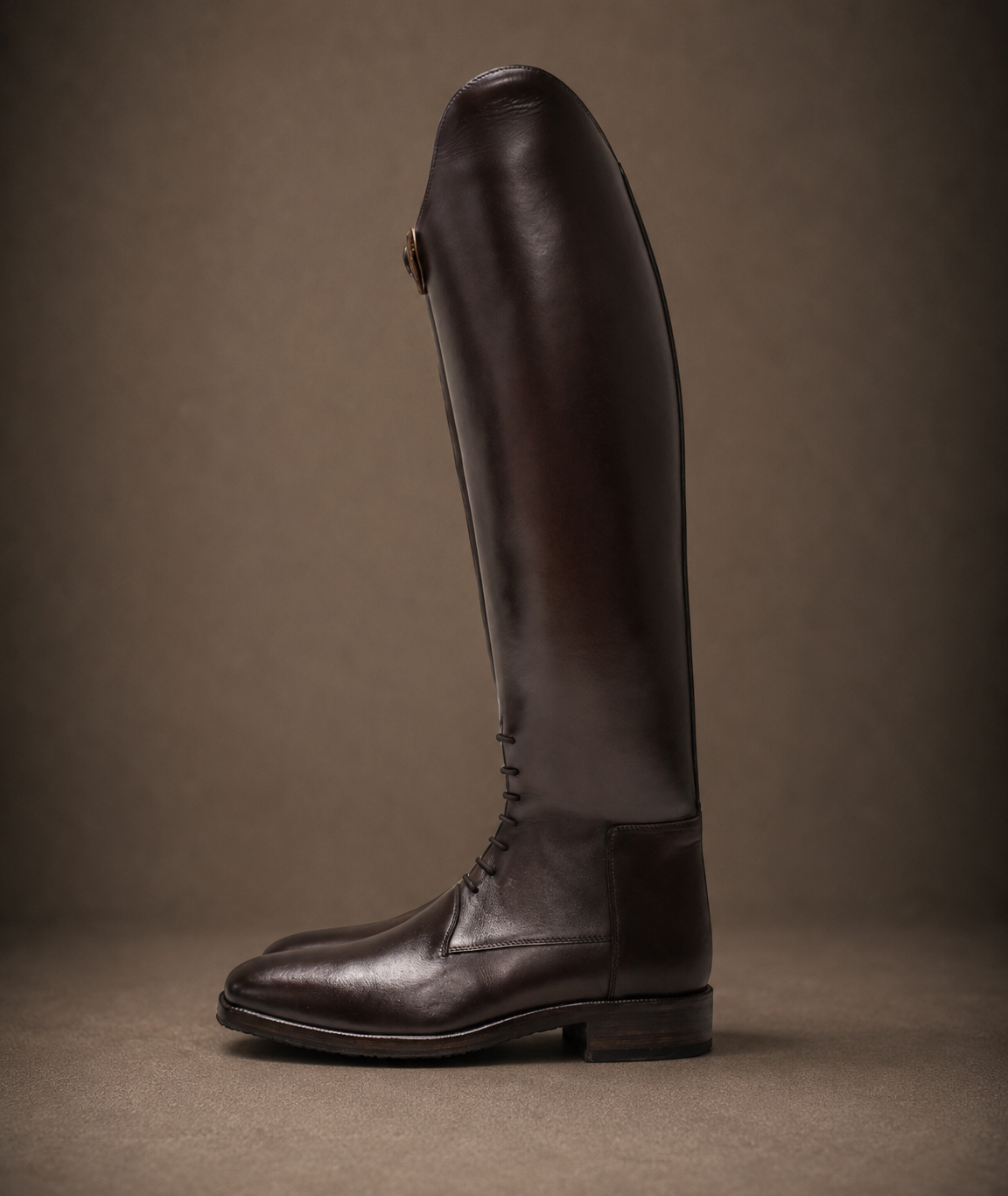 Bespoke dressage boot in deep chocolate calf leather